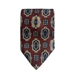Burgundy Necktie Geometric Patterned‎ Men's Formal Wear Business Casual